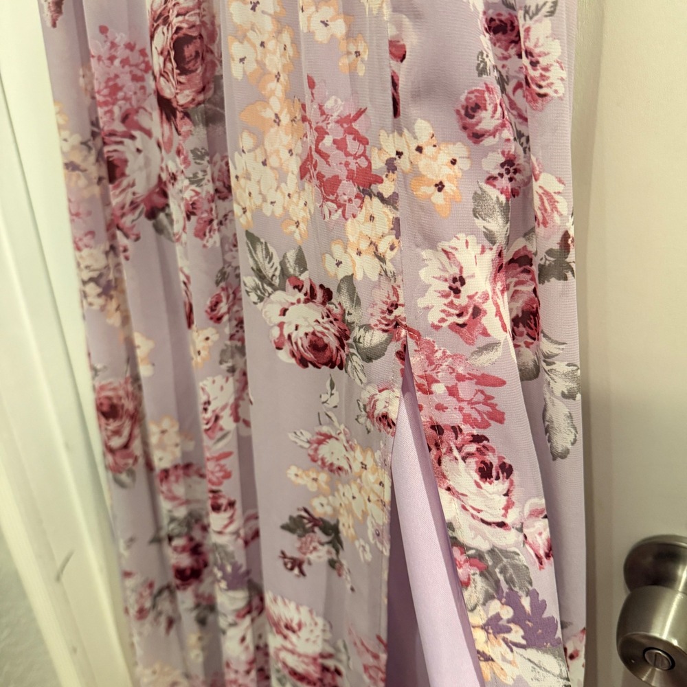 Lulus Heavenly Hues Lavender Floral Print Maxi Dress Small Romantic Cottagecore - Picture 4 of 8